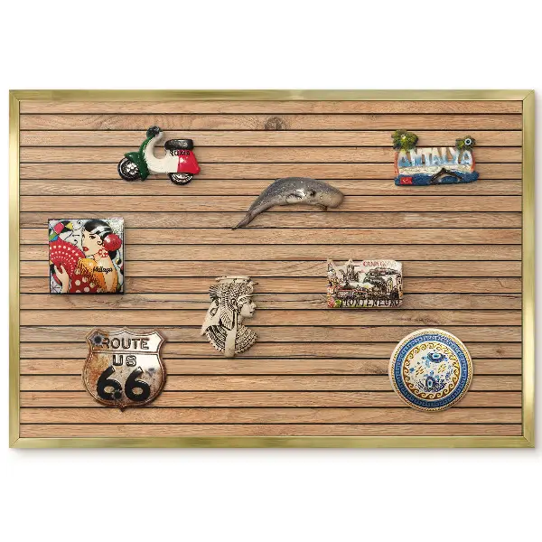 Tableau magnétique encadré avec motif de planches de bois horizontales à la texture naturelle