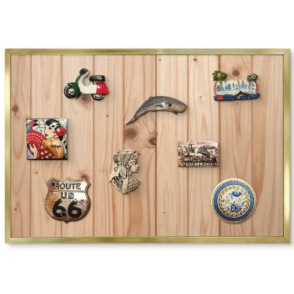 Tableau magnétique encadré motif planches de bois à grain apparent