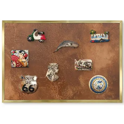 Tableau magnétique encadré aux tons bruns chauds avec texture organique