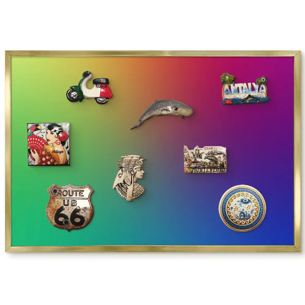 Tableau magnétique encadré dégradé arc-en-ciel aux couleurs intenses