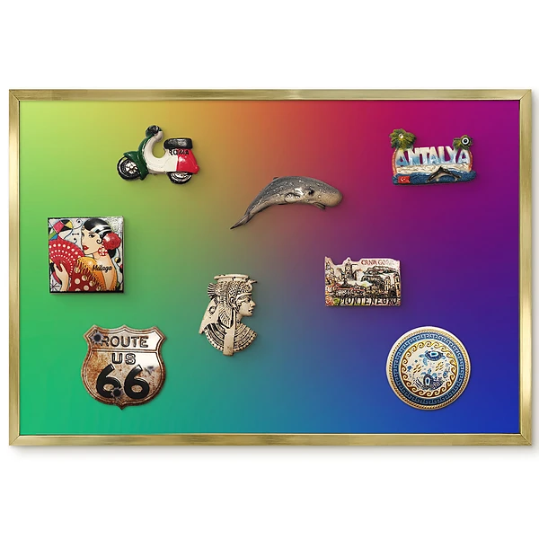 Tableau magnétique encadré dégradé arc-en-ciel aux couleurs intenses