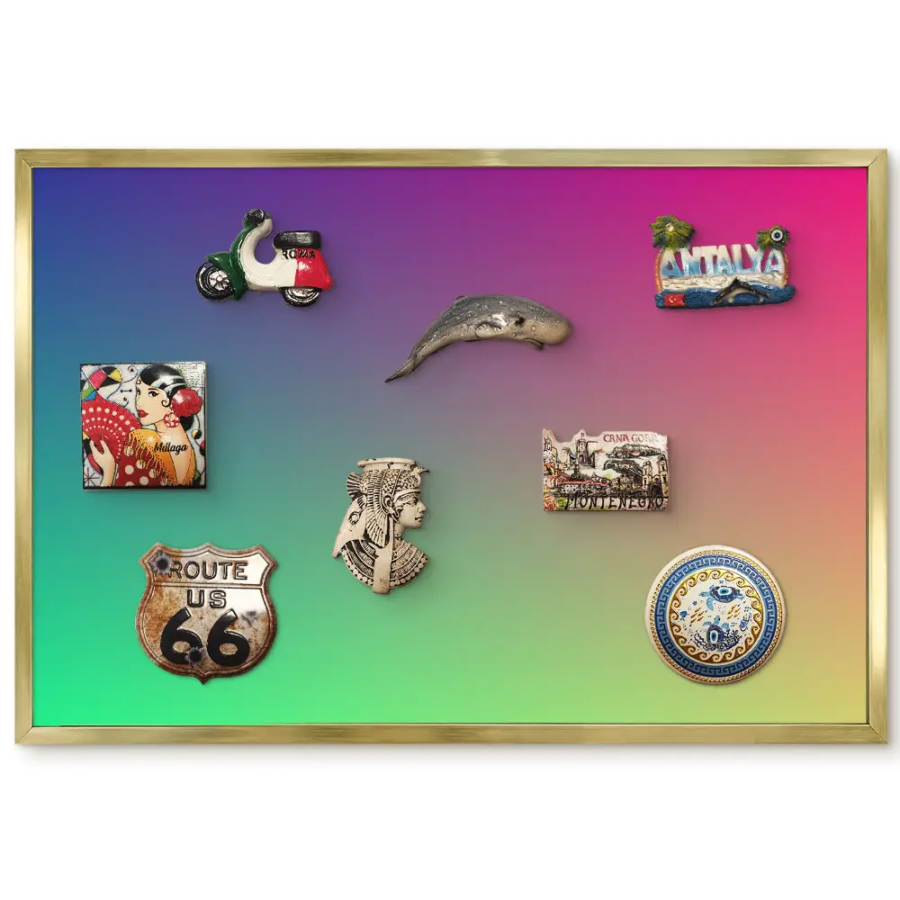 Panneau pour aimants souvenirs motif arc-en-ciel aux couleurs éclatantes