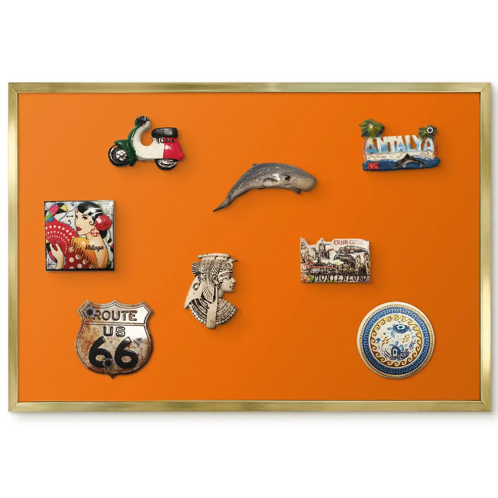 Tableau magnétique orange uni avec cadre