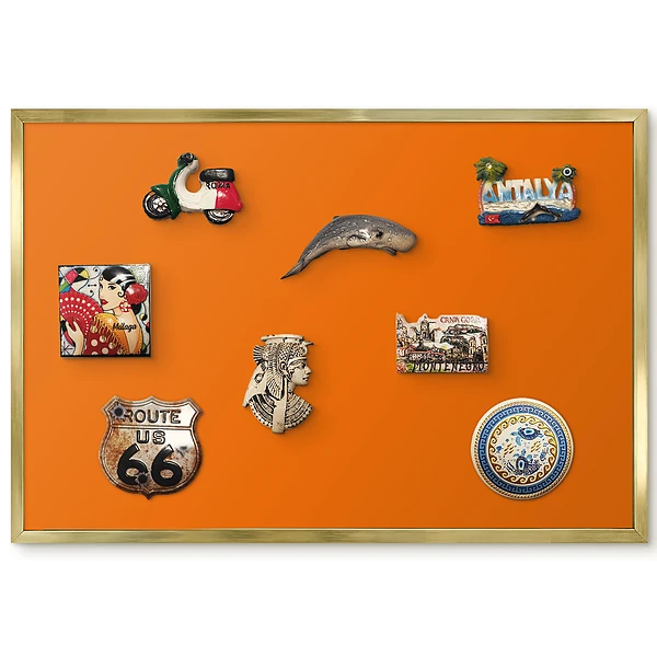 Tableau magnétique orange uni avec cadre
