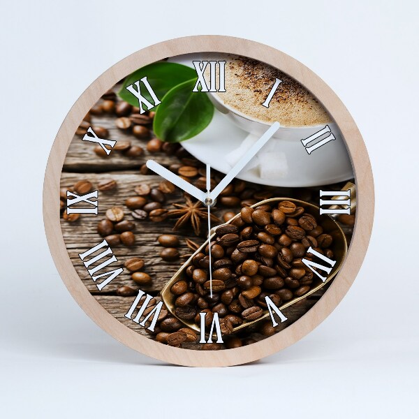 Horloge murale bois Café en poudre