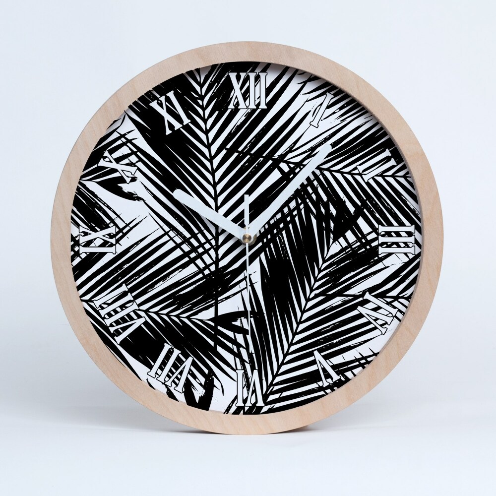 Horloge en bois murale Feuilles de palmier