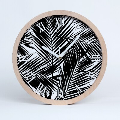 Horloge en bois murale Feuilles de palmier