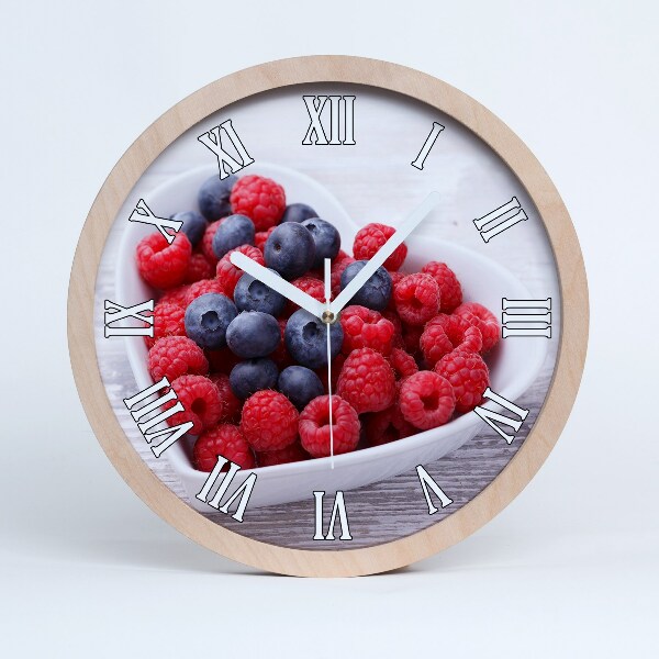 Horloge bois originale Framboises et myrtilles