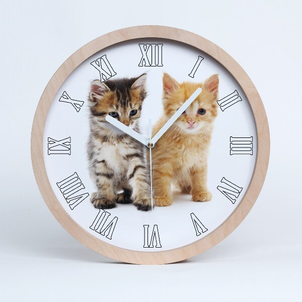 Horloge bois Chat brun et roux