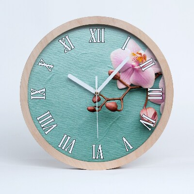 Horloge bois Orchidée