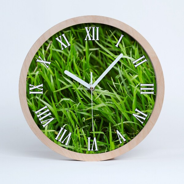 Horloge murale bois Herbe