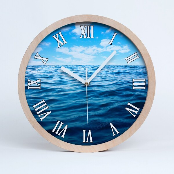 Horloge murale décorative bois Eau de mer