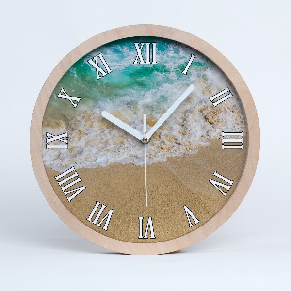 Horloge ronde en bois Plage et mer