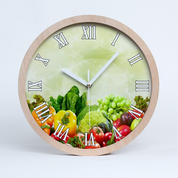 Horloge bois originale Légumes