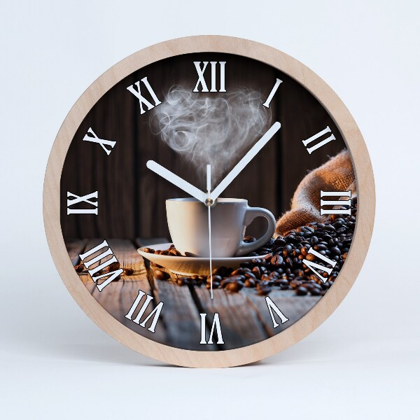 Horloge en bois murale Tasse de café