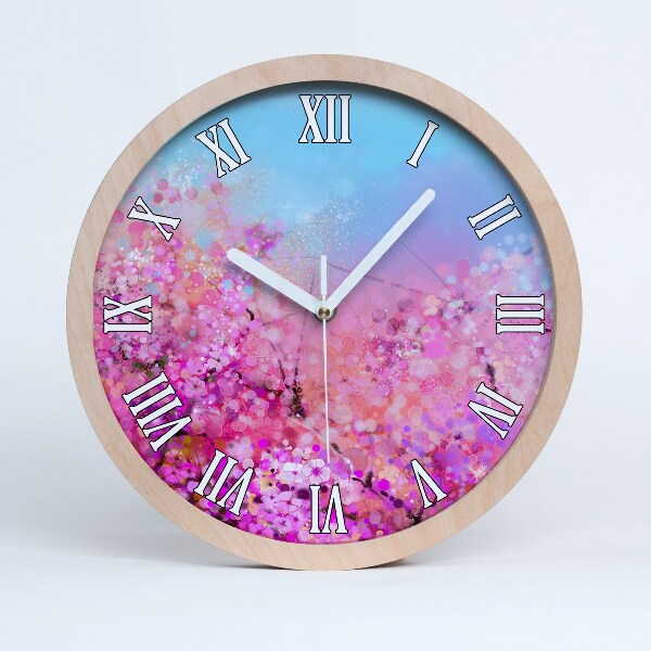 Horloge bois originale Fleurs de cerisier