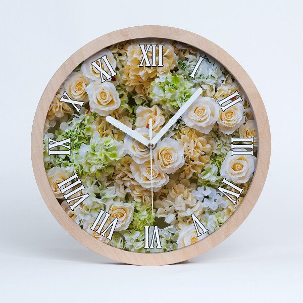 Horloge ronde en bois Roses