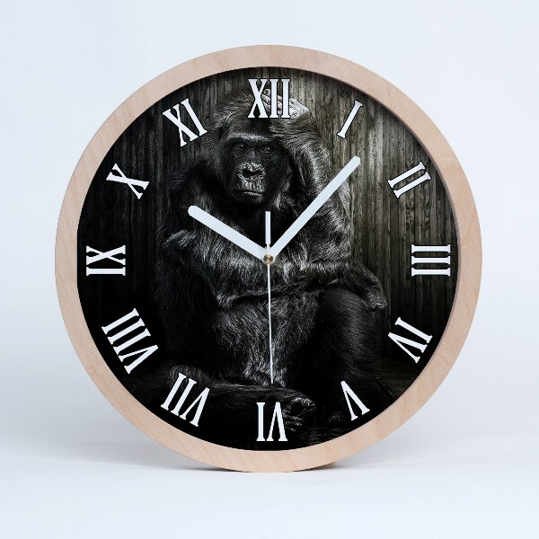 Horloge murale bois design Gorille