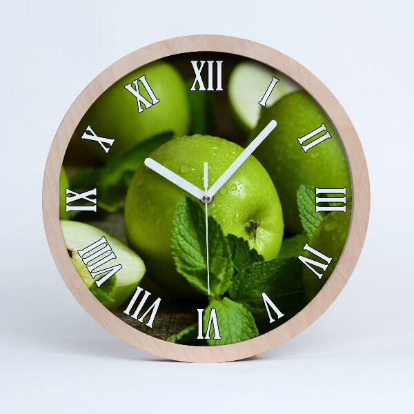 Horloge murale en bois Pommes vertes