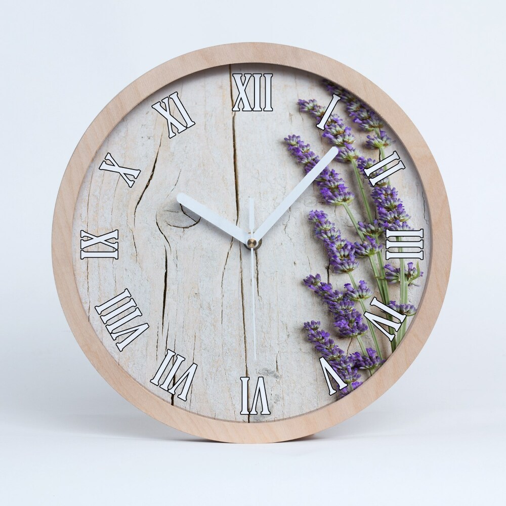 Horloge murale en bois Lavande sur bois