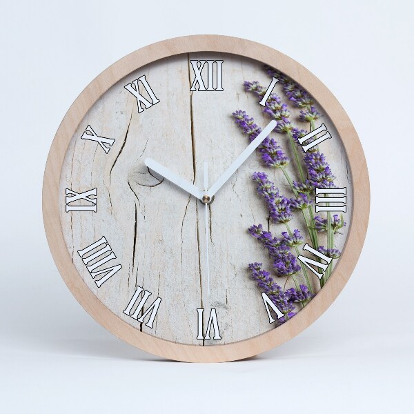 Horloge murale en bois Lavande sur bois