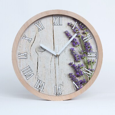 Horloge murale en bois Lavande sur bois