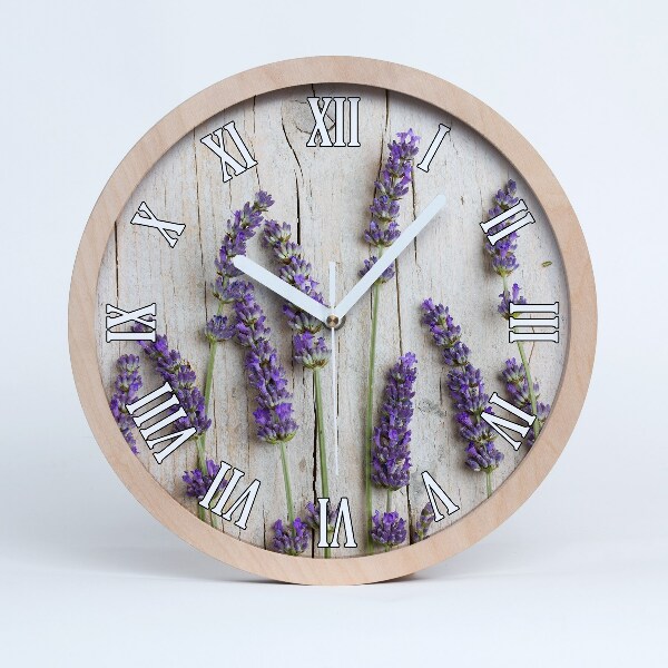 Horloge murale décorative bois Lavande sur bois