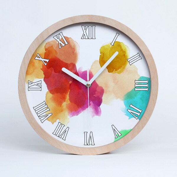 Horloge bois Taches de couleur