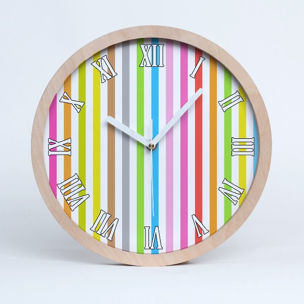 Horloge murale en bois Rayures colorées