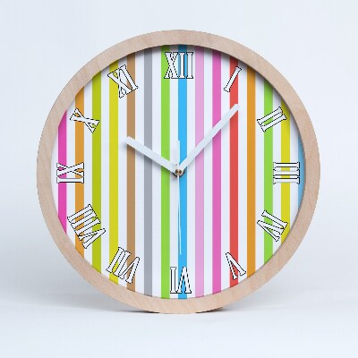 Horloge murale en bois Rayures colorées