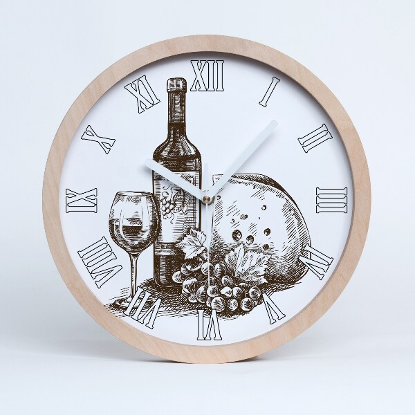 Horloge bois originale Vin et amuse-gueule