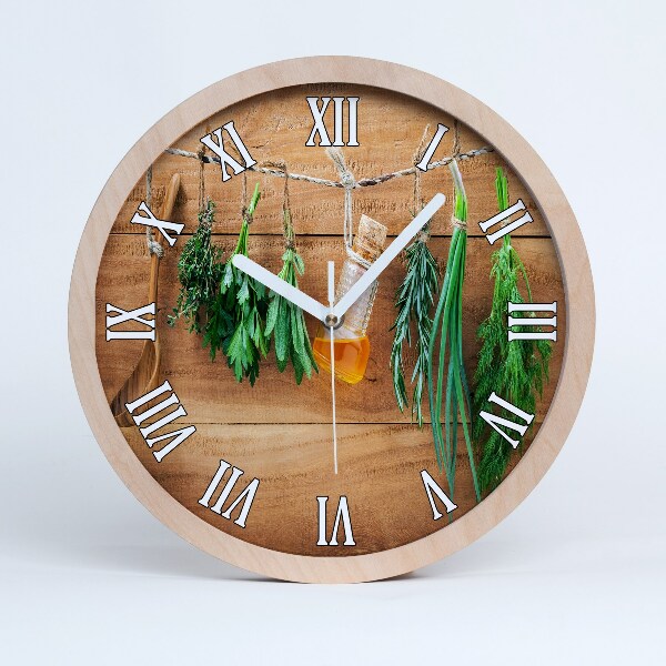 Horloge bois originale Herbes sur un fil