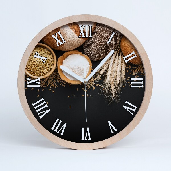 Horloge murale décorative bois Pain et blé