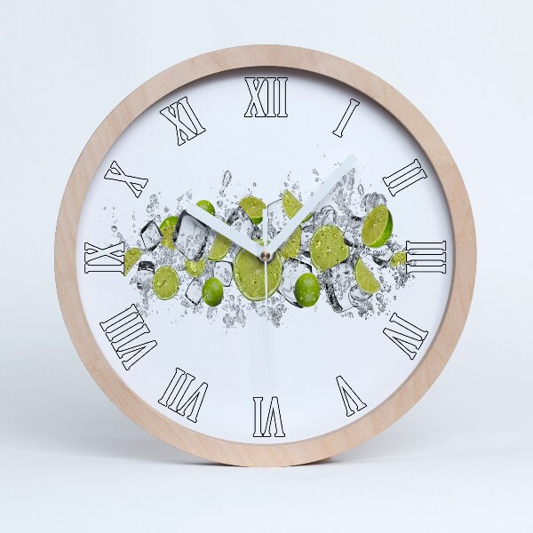 Horloge murale bois design Glaçon au citron vert