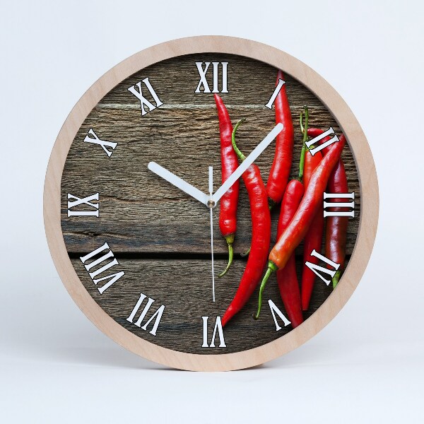 Horloge murale décorative bois Piments