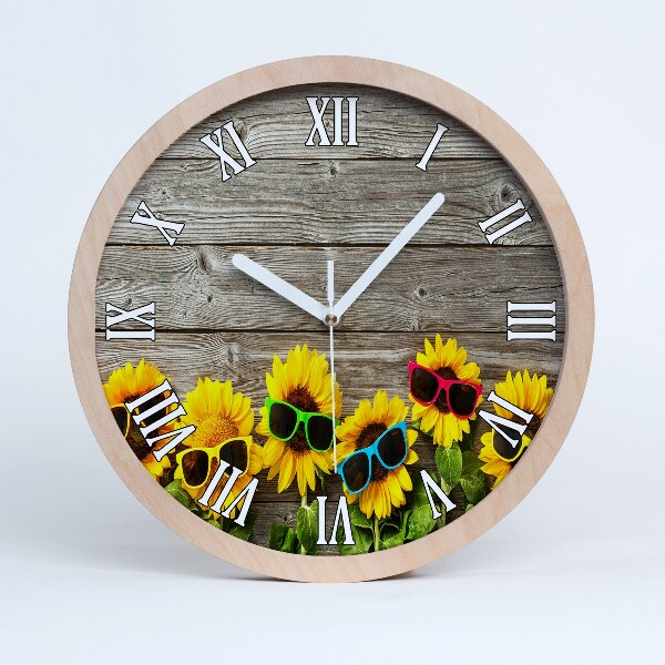 Horloge bois Tournesols