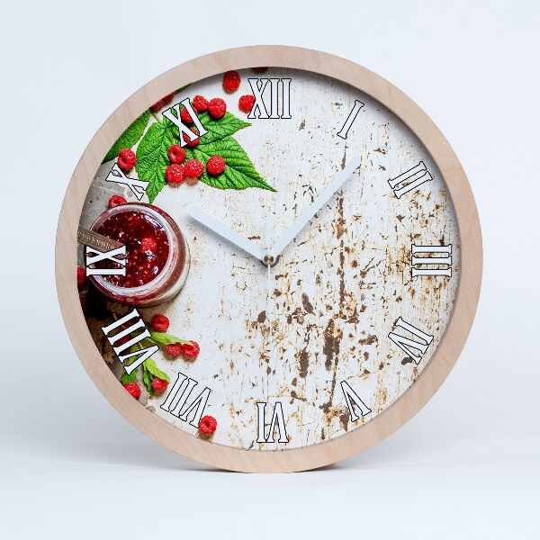 Horloge en bois murale Confiture de framboises