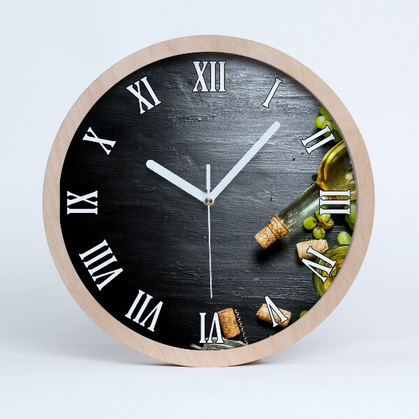 Horloge murale décorative bois Vin blanc et fruits