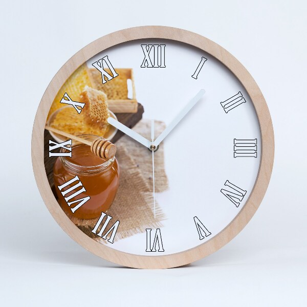 Horloge ronde en bois Miel