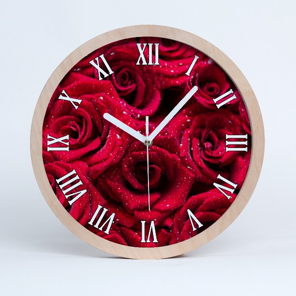 Horloge bois Gouttes sur roses