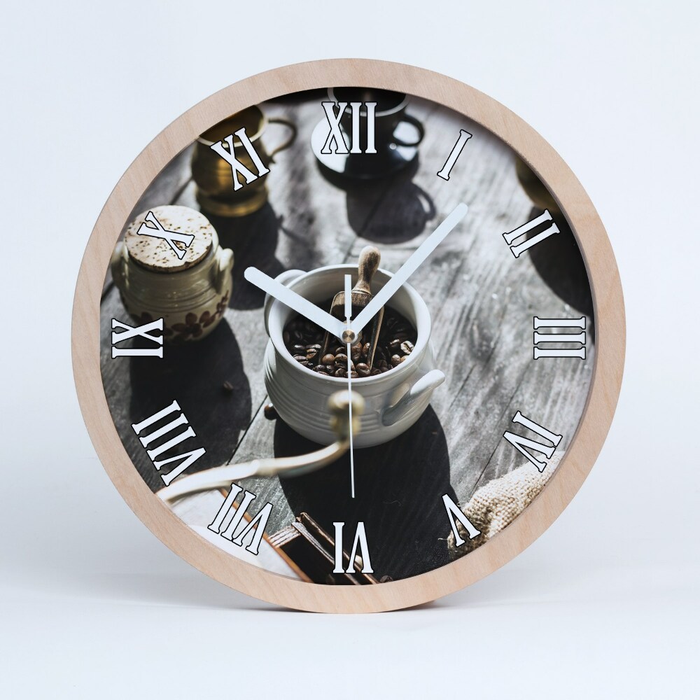 Horloge murale bois design Moulin à café