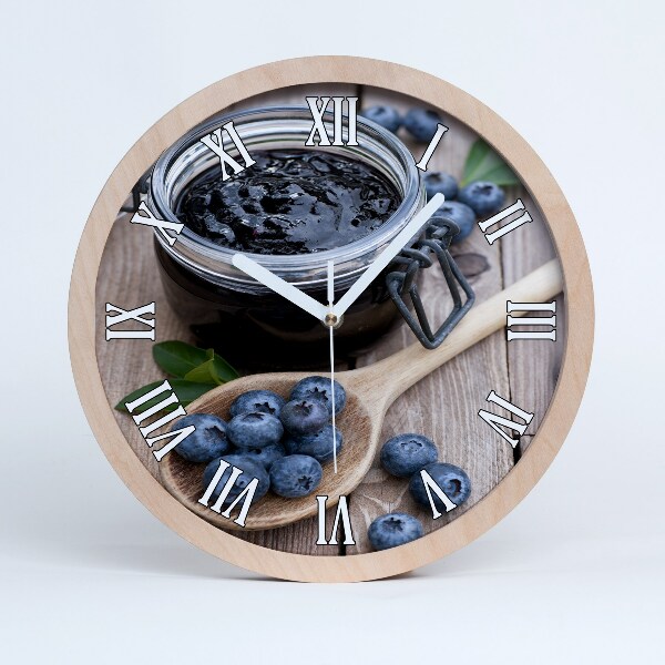 Horloge murale en bois Confiture de myrtilles