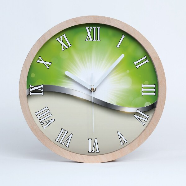 Horloge en bois murale Abstraction verte