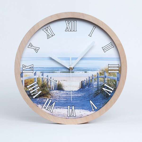 Horloge murale bois Dunes en bord de mer