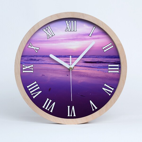 Horloge en bois Mer du soleil couchant