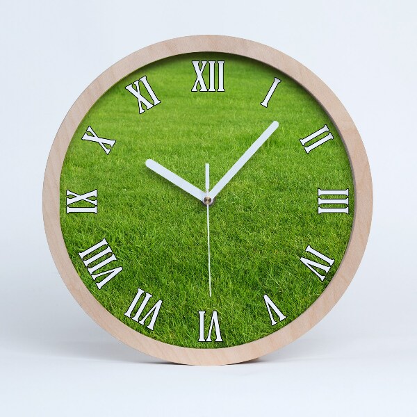 Horloge bois originale Herbe verte