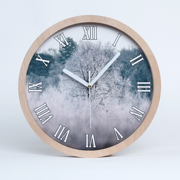 Horloge murale bois Arbres en hiver