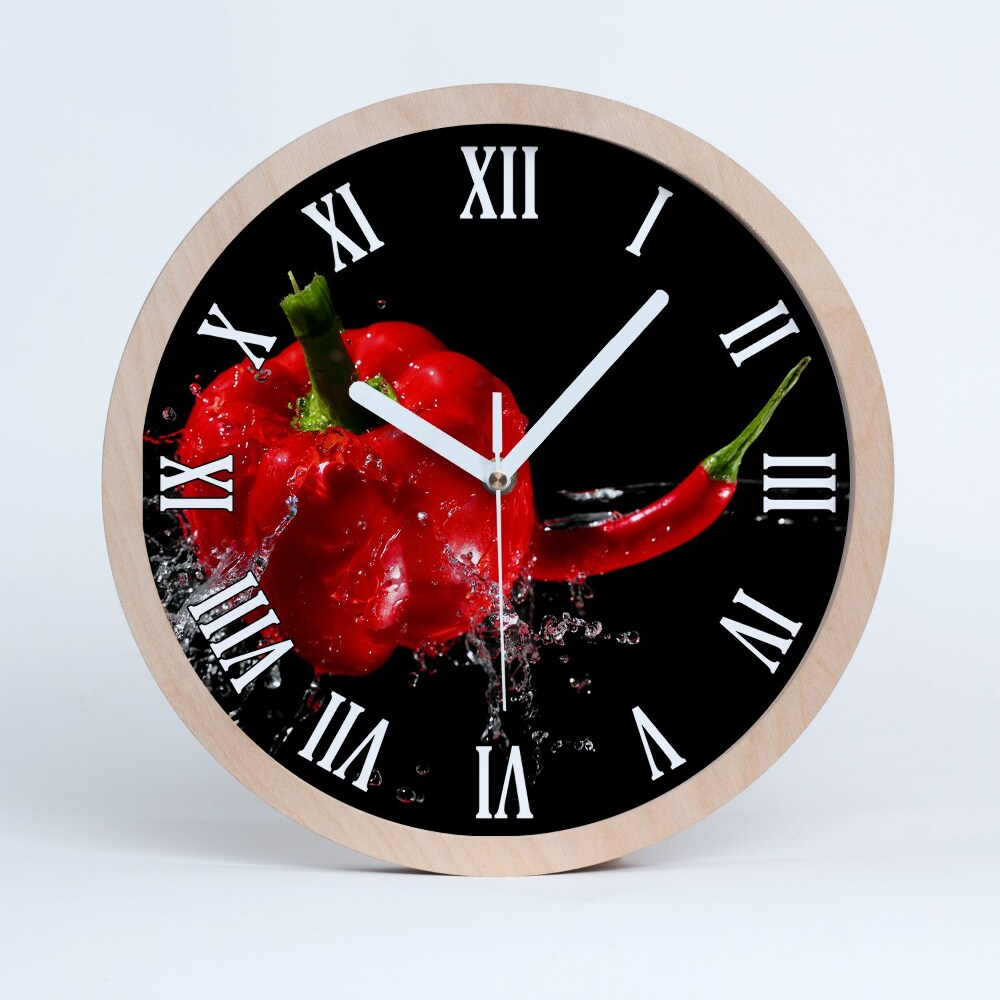 Horloge en bois murale Poivrons rouges