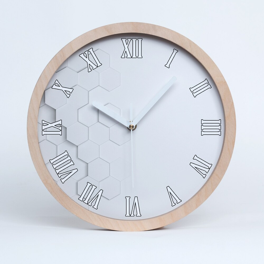 Horloge murale décorative bois Fond hexagonal