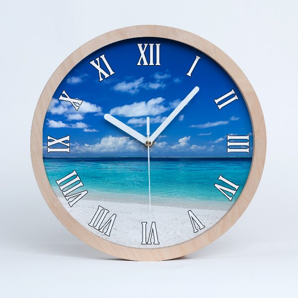 Horloge ronde en bois Plage tropicale